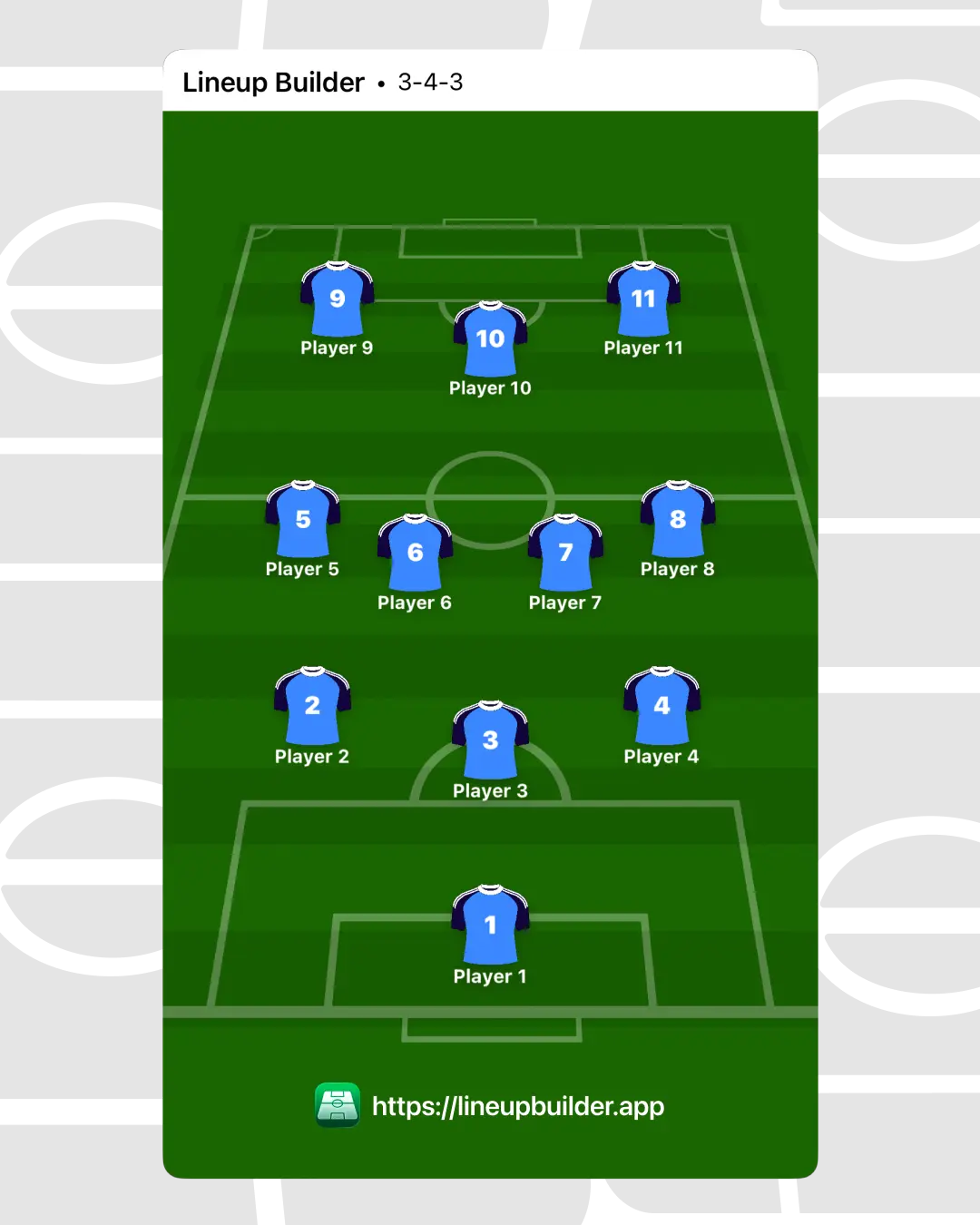 3-4-3 Formation — football soccer formation lineup